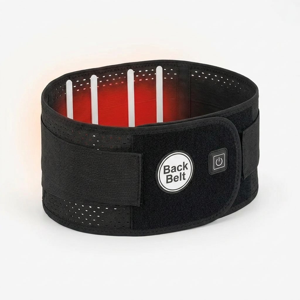 Red Light Therapy Belt Designed for Pain Relief, Far Infrared Heating, Water-Repellent Fabric, 28cm Design — Studio Shot