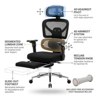 Ergonomic Office Chair Built for All-Day Comfort, 4D Headrest, Lumbar Support, Footrest Included — product view 3