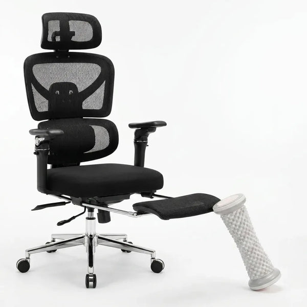 Ergonomic Office Chair Built for All-Day Comfort, 4D Headrest, Lumbar Support, Footrest Included — Studio Shot